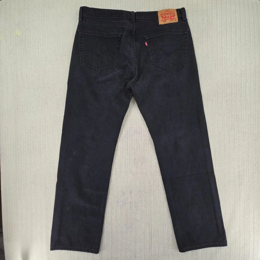 Levis 505 Jeans Mens 36x32 Black Straight Leg Denim Pants Classic Fit